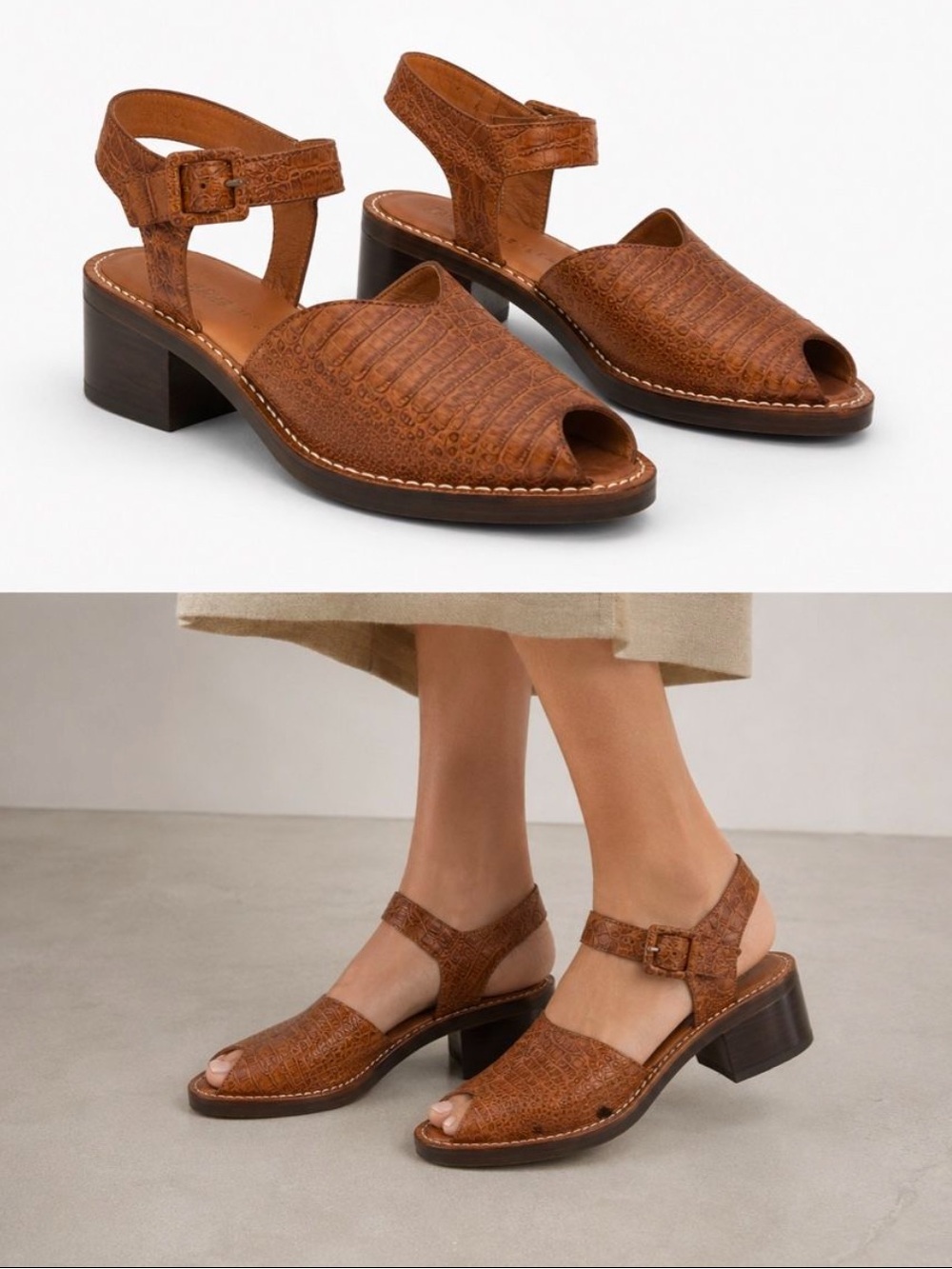 Robert Clergerie Croc Embossed Leather Sandals